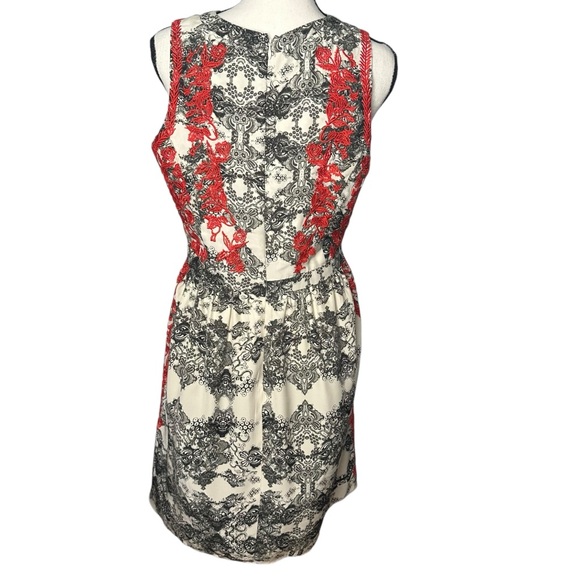 Parker Embroidered Ancho Silk Dress Red Black White - Picture 4 of 10